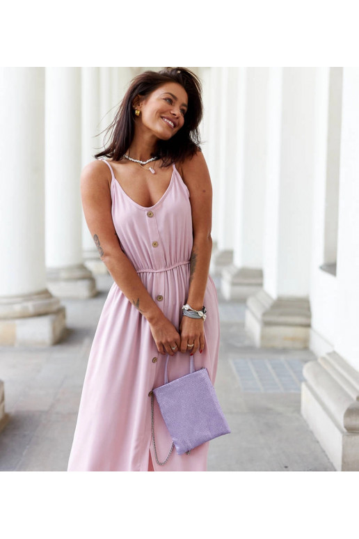 Růžové dlouhé šaty s rozparkem Édouard Růžové dlouhé šaty s rozparkem Édouard