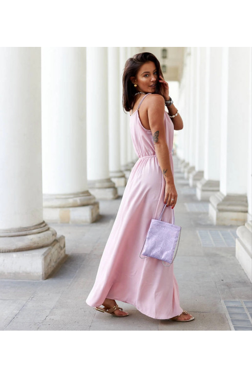 Růžové dlouhé šaty s rozparkem Édouard Růžové dlouhé šaty s rozparkem Édouard