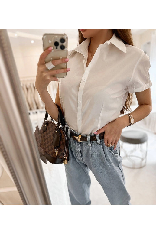 Klasická bílá košile Genov s krátkým...