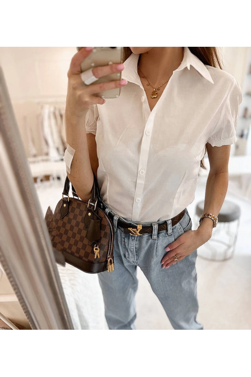 Klasická bílá košile Genov s krátkým...