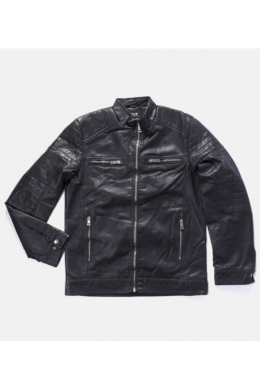 Pánská černá bunda z imitace kůže... Pánská černá bunda z imitace kůže...