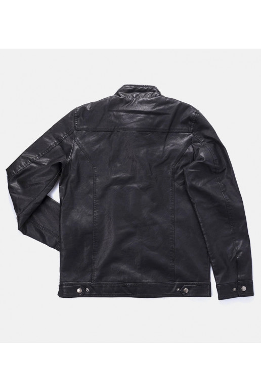 Pánská černá bunda z umělé kůže Leverett