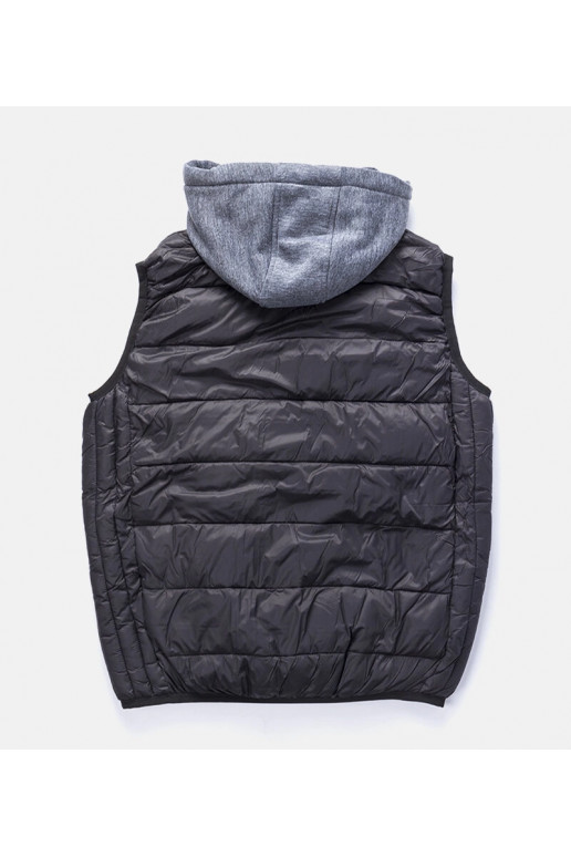 Černá pánská vesta s mikinovou kapucí...