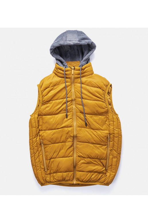 Žlutá pánská vesta s mikinovou kapucí...