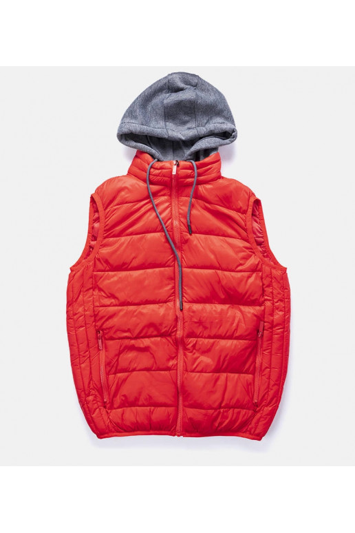 Červená vesta s mikinovou kapucí Avar