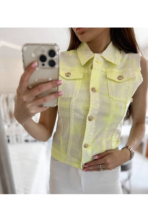 Dámská vesta Palerma bílá a žlutá Dámská vesta Palerma bílá a žlutá