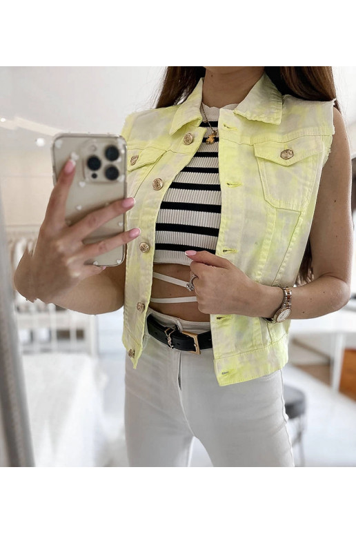 Dámská vesta Palerma bílá a žlutá Dámská vesta Palerma bílá a žlutá