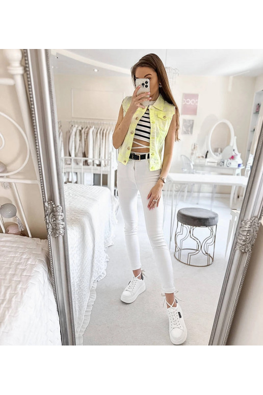 Dámská vesta Palerma bílá a žlutá Dámská vesta Palerma bílá a žlutá