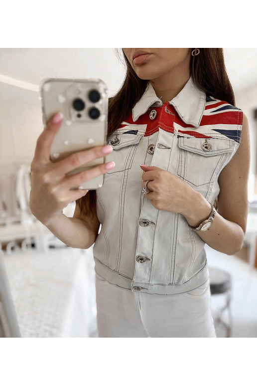 Dámská modrá džínová vesta Britty Dámská modrá džínová vesta Britty