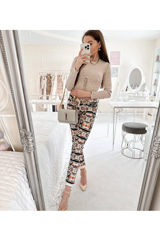 Kalhoty Aya s vícebarevným vzorem