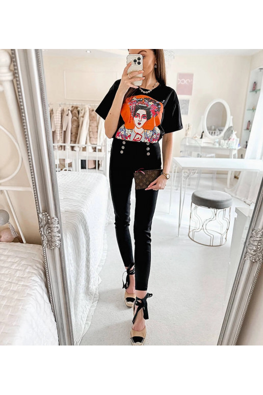 Černé legíny zdobené knoflíky Boulanger