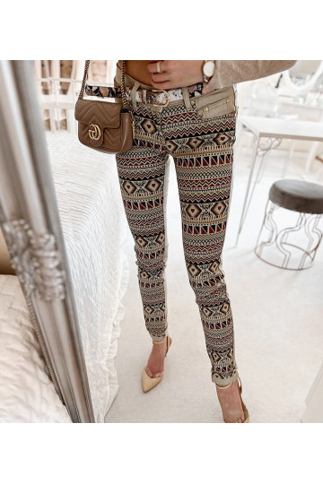 Béžové vzorované kalhoty... 2