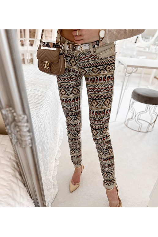 Béžové vzorované kalhoty Lévesque