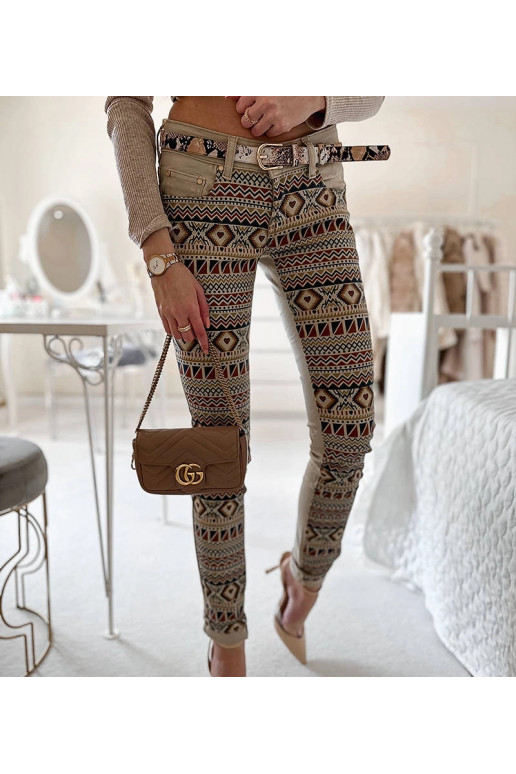 Béžové vzorované kalhoty Lévesque