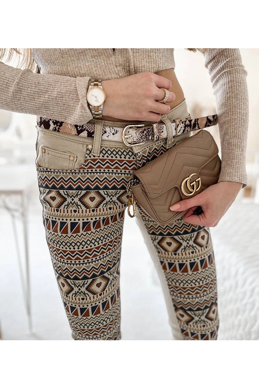 Béžové vzorované kalhoty Lévesque