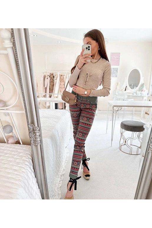 Zelené vzorované kalhoty Lévesque