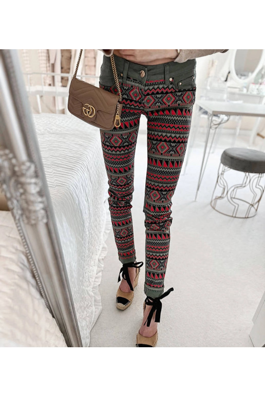 Zelené vzorované kalhoty Lévesque