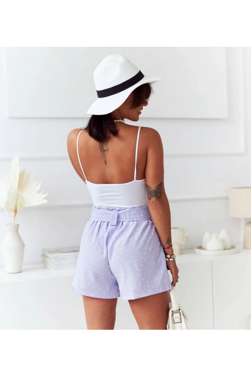 Fialové dámské kraťasy s květinami Emi