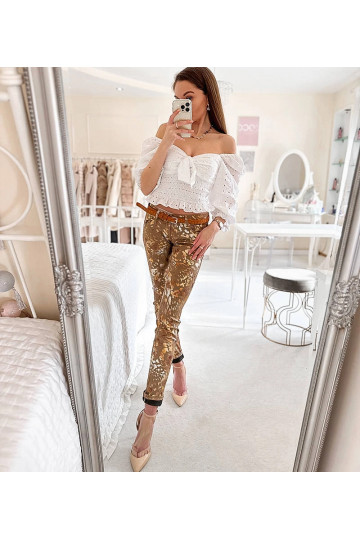 Béžové kalhoty se zlatým... 2