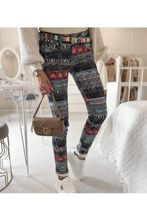 Dámské vícebarevné vzorované kalhoty...