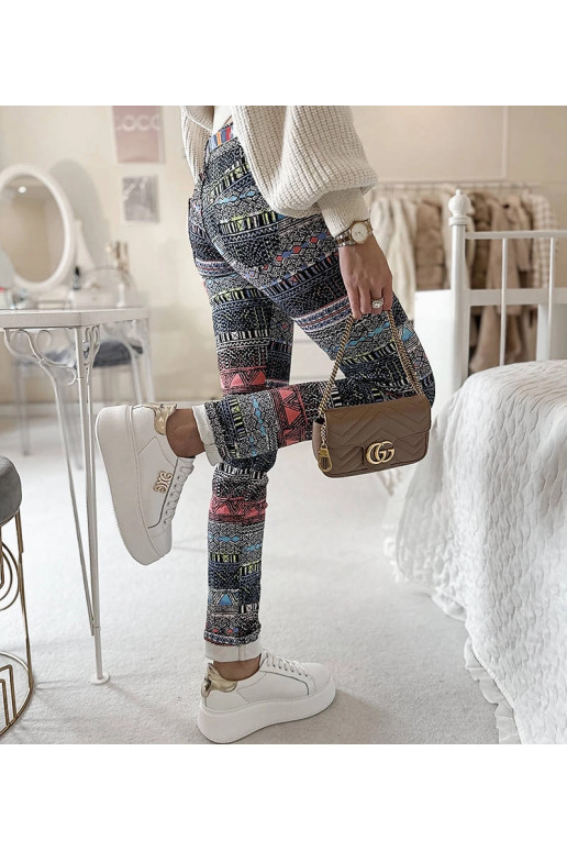 Dámské vícebarevné vzorované kalhoty...