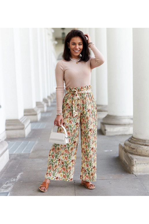 Béžové dámské široké řasené kalhoty... Béžové dámské široké řasené kalhoty...