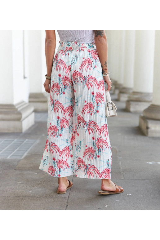 Bílé dámské široké řasené kalhoty Sijam