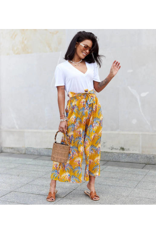 Žluté dámské široké plisované...