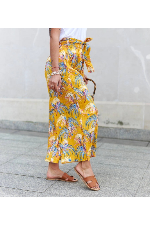 Žluté dámské široké plisované...