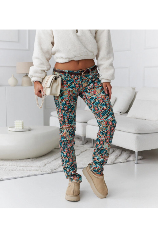 Cassi vícebarevné vzorované úzké kalhoty