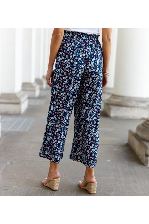 Černé květinové široké kalhoty Grazia