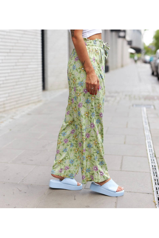 Zelené květované široké kalhoty...