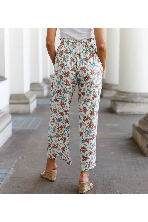 Bílé květované široké kalhoty Vertemate