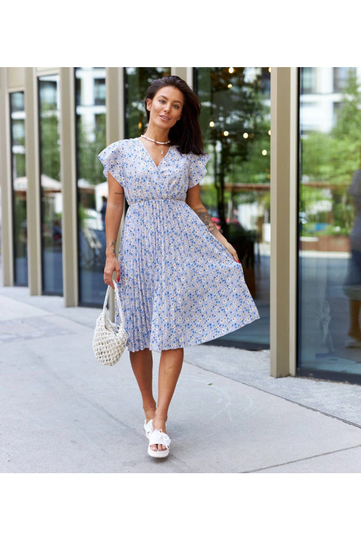 Viminale modré květinové plisované šaty Viminale modré květinové plisované šaty