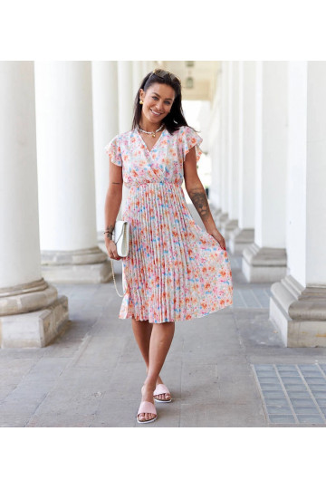 Růžové květinové plisované...