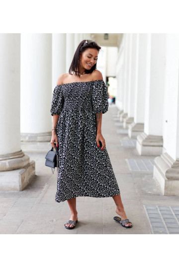 Černé květinové midi šaty...