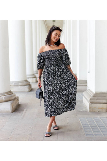 Černé květinové midi šaty... 2