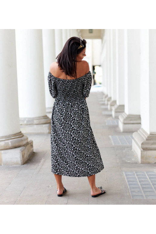 Černé květinové midi šaty od Castiglione Černé květinové midi šaty od Castiglione