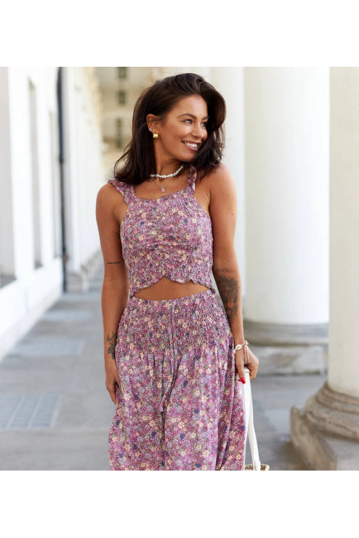 Růžový komplet s topem a sukní Febo Růžový komplet s topem a sukní Febo