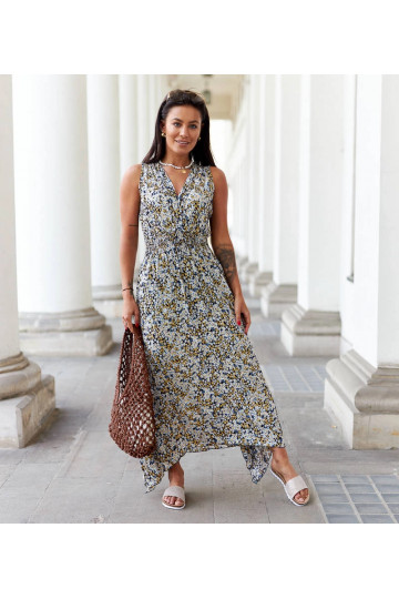 Tmavě modré květinové šaty...