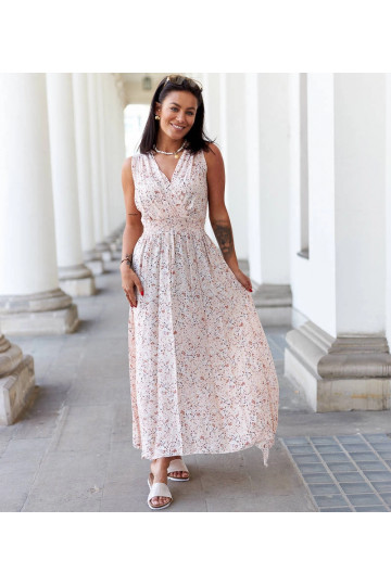 Béžové květinové šaty...