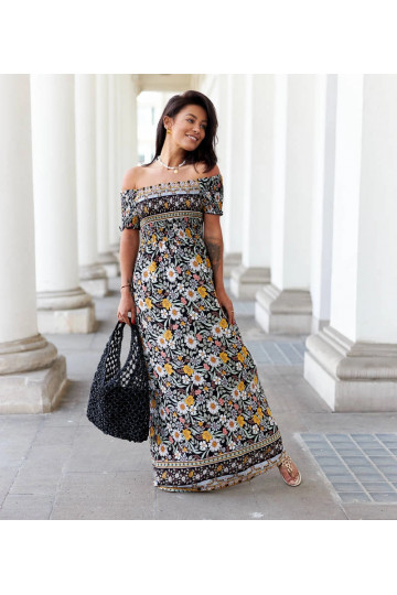 Černé vzorované šaty Delfino