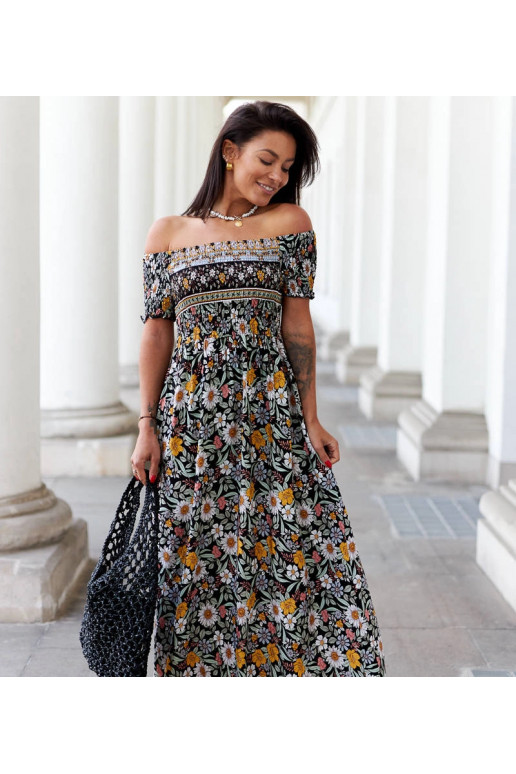 Černé vzorované šaty Delfino Černé vzorované šaty Delfino