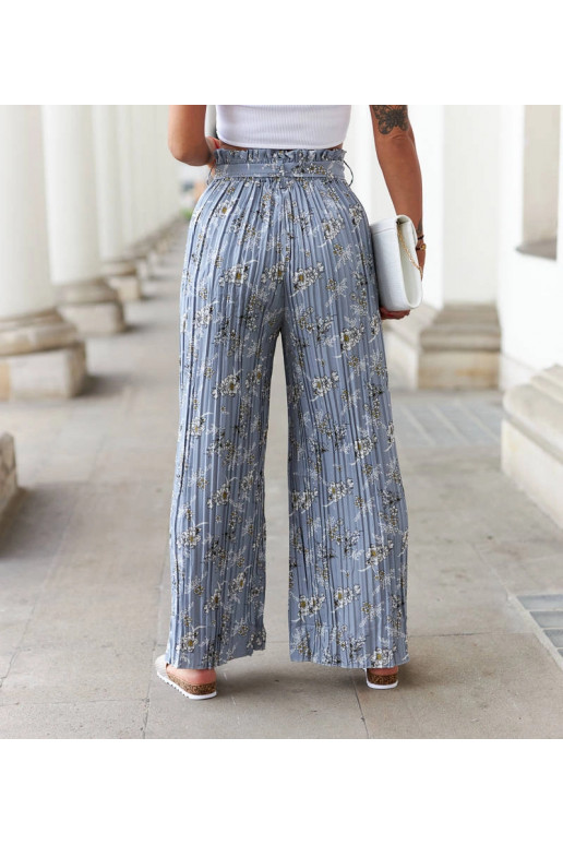 Modré široké řasené kalhoty Manlio