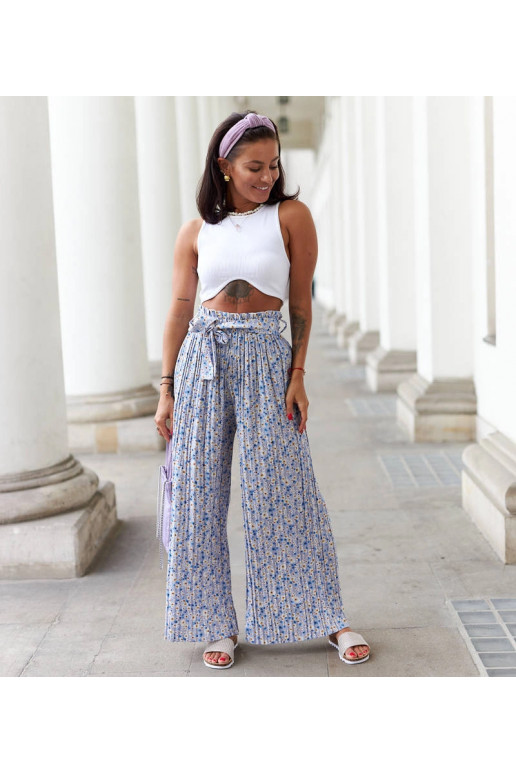 Modré široké plisované kalhoty Pietro