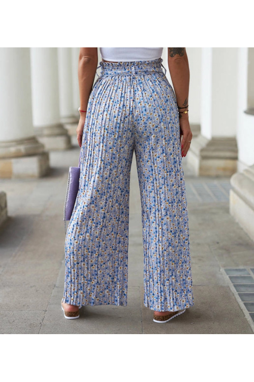 Modré široké plisované kalhoty Pietro