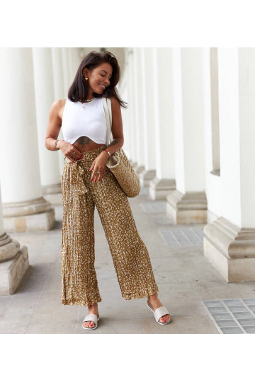 Hnědé široké plisované...