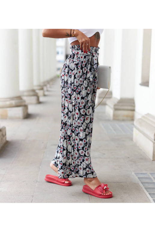 Černé široké plisované kalhoty Aberdeen