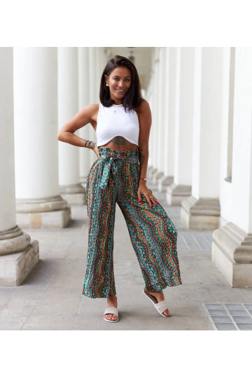 Zelené široké plisované...