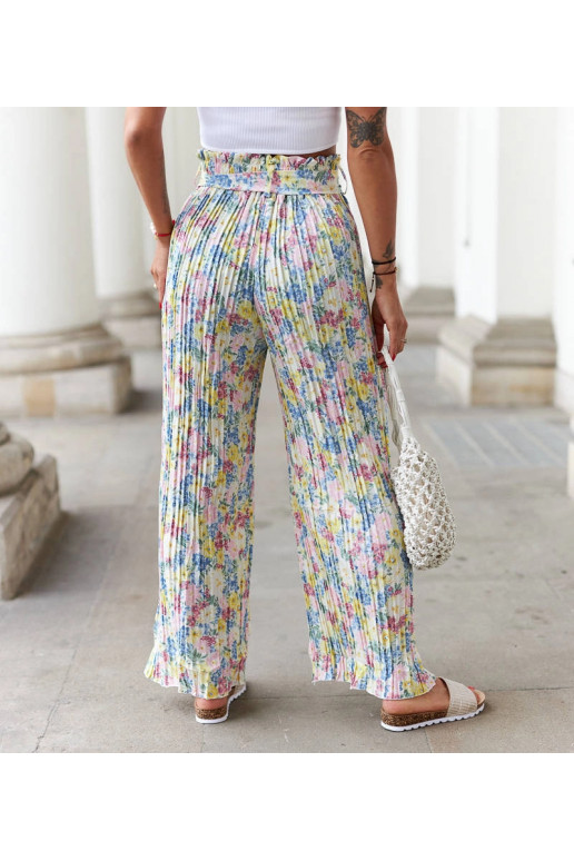 Žluté květinové plisované kalhoty Cesate